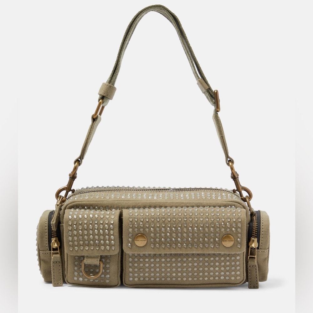 MARC JACOBS Cotton Canvas Crystal Embellished The Cargo Bag Slate Green - Picture 5 of 8